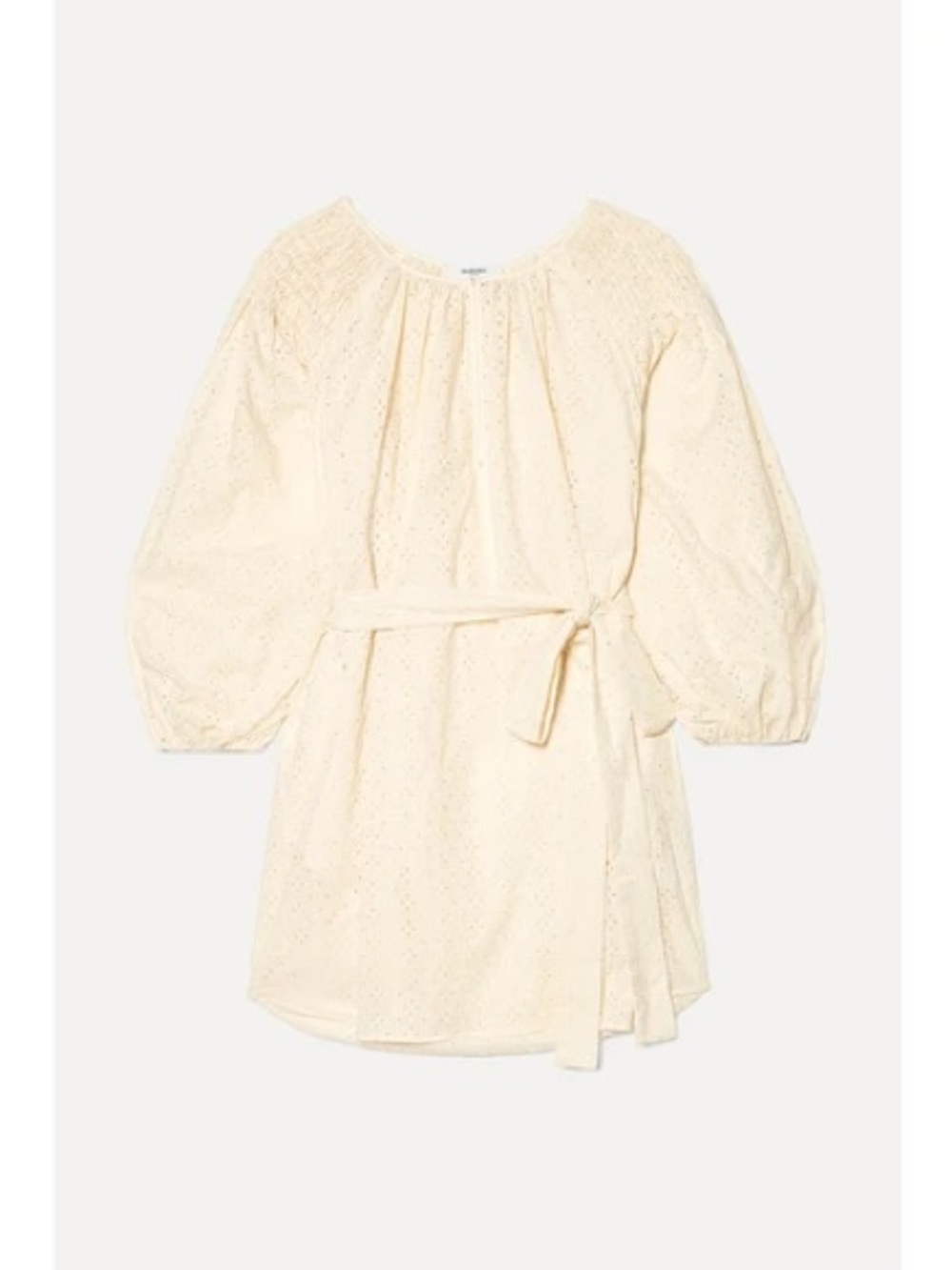 MARYSIA RESORT SAN SALVADOR BRODERIE ANGLAISE COTTON MINI DRESS IN NEUTRALS